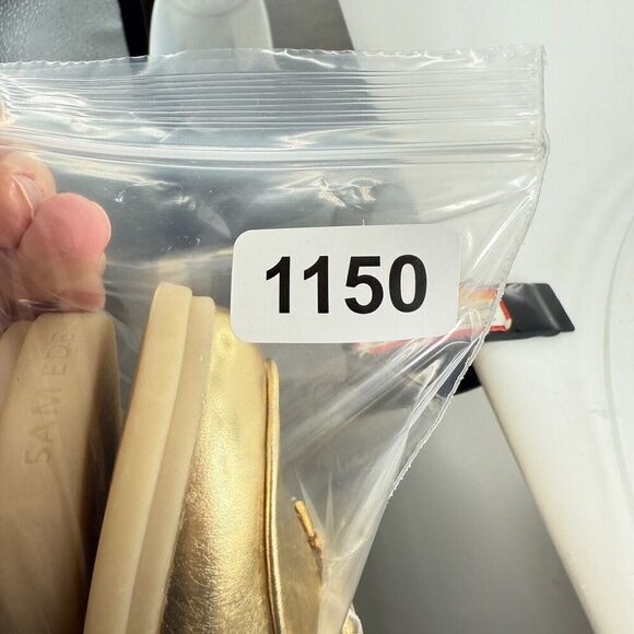 Sam Edelman Womens Kira Bit Mule Size 8 Gold Metallic Leather Slip On Shoe Flat - Picture 14 of 14